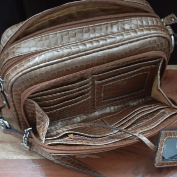 Kathy Van Zeeland Croc-Embossed Brown Crossbody Bag - Picture 12 of 15